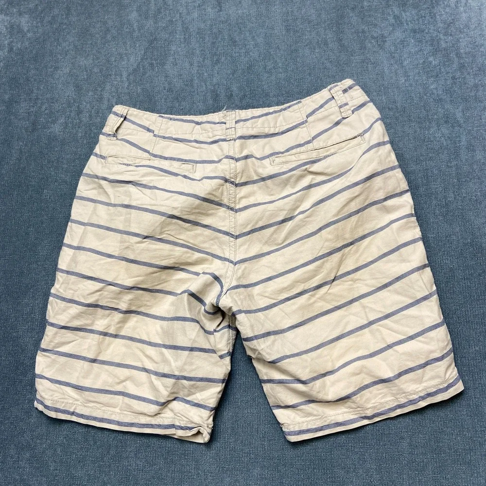 Aeropostale Chino Shorts Mens 32 Blue White Striped Cotton Summer Flat Front